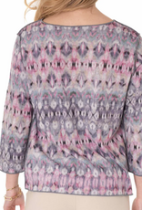 Trisha Tyler Trisha Tyler Pastel Batik Print 3/4 Sleeve Reversible Top