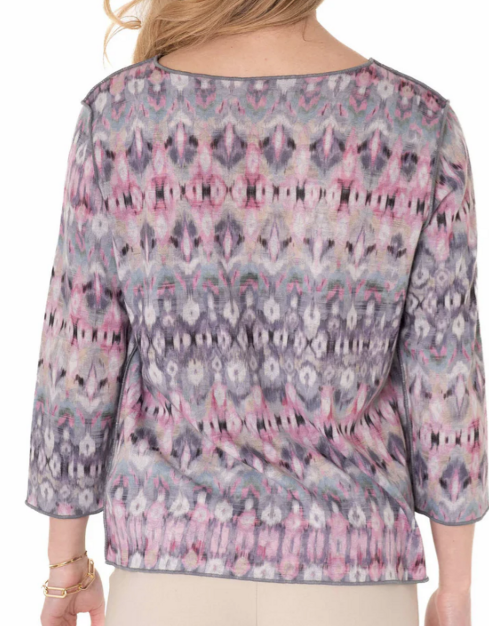 Trisha Tyler Trisha Tyler Pastel Batik Print 3/4 Sleeve Reversible Top