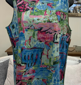 Trisha Tyler Trisha Tyle Blue Green City Print Sleeveless Reversible Top