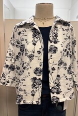 Trisha Tyler Trisha Tyler Navy/White Floral Printed Gauze Button Up  Jacket