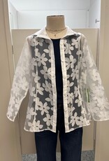 Trisha Tyler Trisha Tyler White Burnout Floral Print L/S Button Up Top
