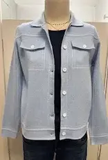 Trisha Tyler Trisha Tyler Sky Blue L/S Button Up Knit Jean  Jacket
