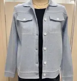 Trisha Tyler Trisha Tyler Sky Blue L/S Button Up Knit Jean  Jacket