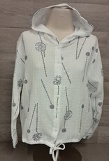 Trisha Tyler Trisha Tyler White Dandelion Printed Gauze Hoodie