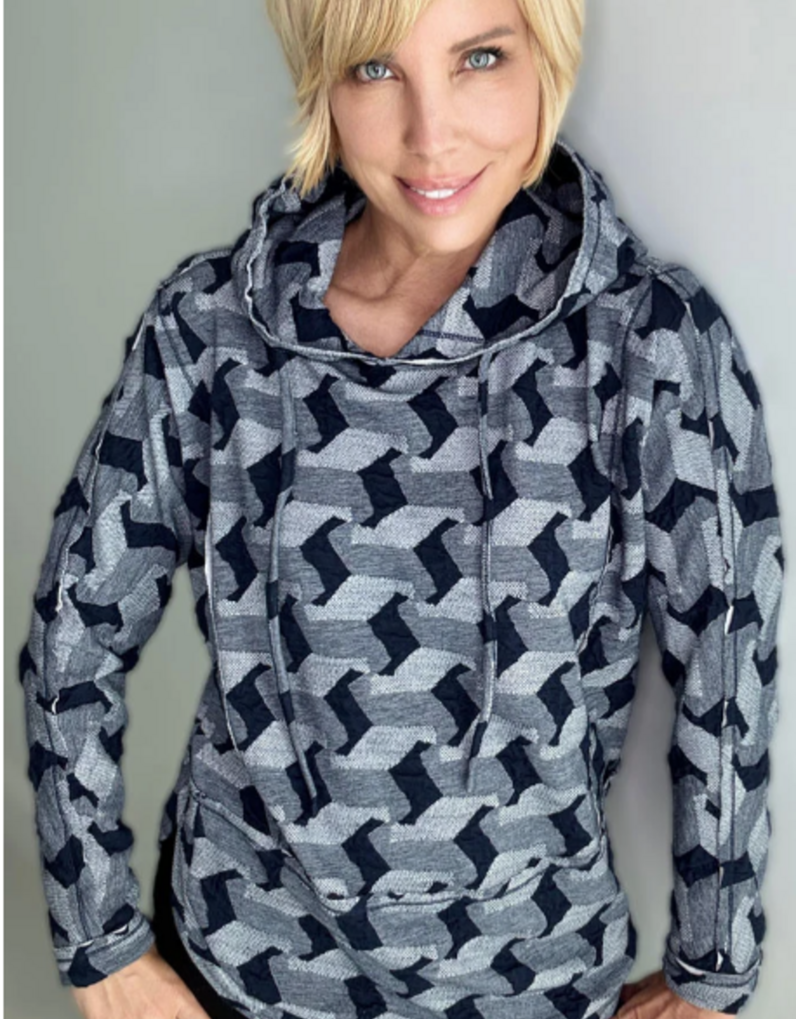 Ethyl Ethyl Navy Print Long Sleeve Hoodie