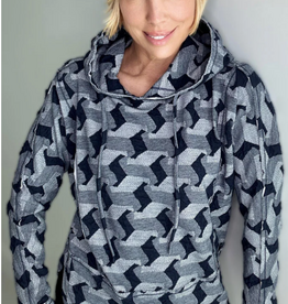 Ethyl Ethyl Navy Print Long Sleeve Hoodie