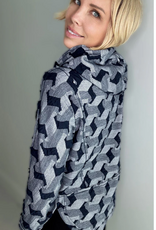 Ethyl Ethyl Navy Print Long Sleeve Hoodie