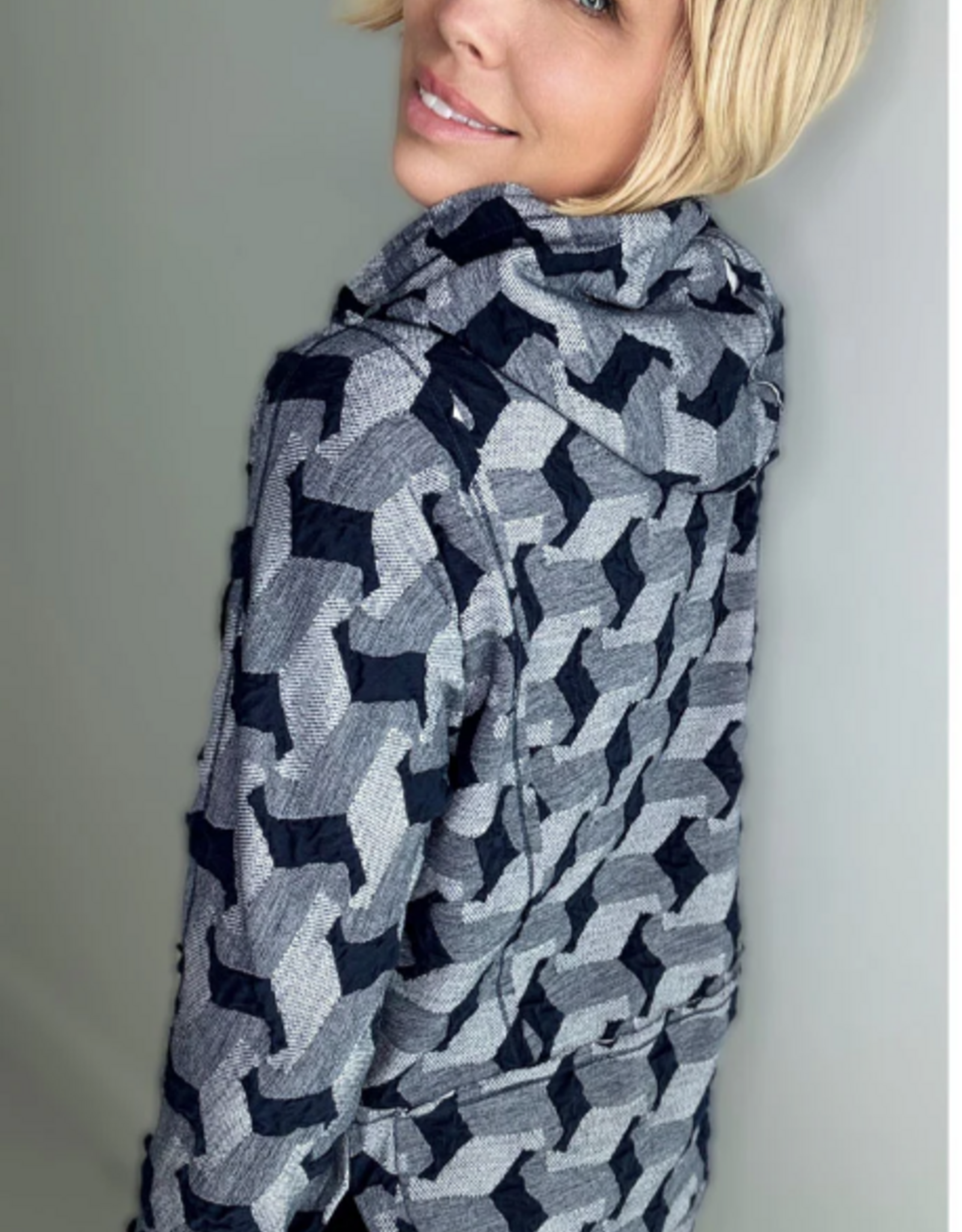 Ethyl Ethyl Navy Print Long Sleeve Hoodie