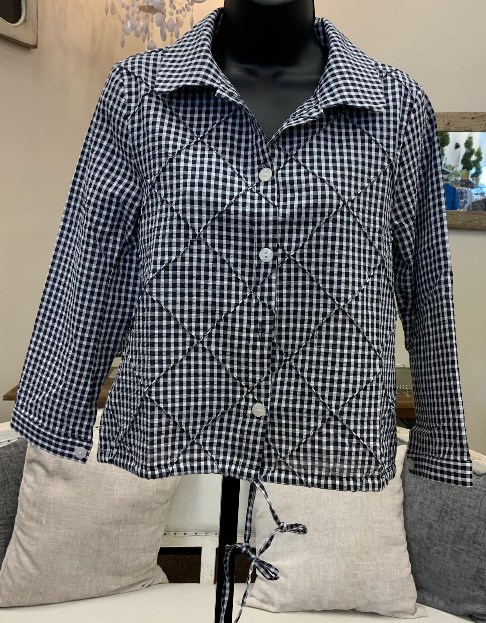 Trisha Tyler Trisha Tyler Black Gingham Check Print Button Up Top