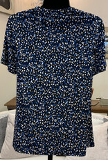 Bali Bali Navy Print Round Neck Short Sleeve Top