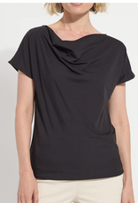 Lysse Lysse Black Ensley Cowl Neck Short Sleeve Top