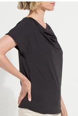 Lysse Lysse Black Ensley Cowl Neck Short Sleeve Top