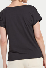 Lysse Lysse Black Ensley Cowl Neck Short Sleeve Top