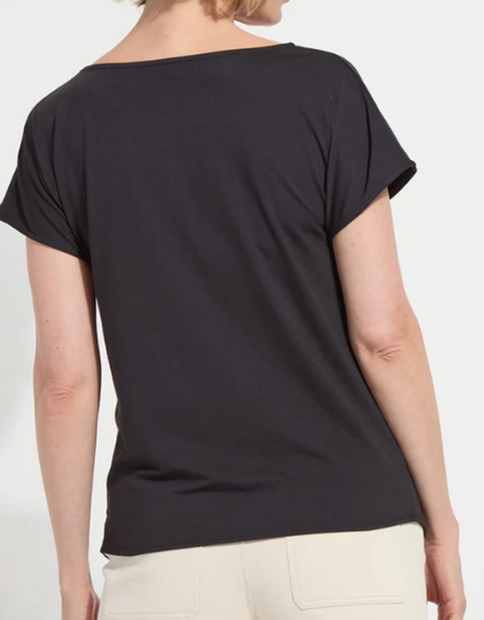 Lysse Lysse Black Ensley Cowl Neck Short Sleeve Top