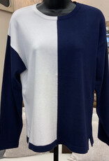 Trisha Tyler Trisha Tyler Navy White Color Block V-Neck L/S Sweater