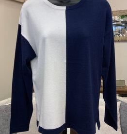 Trisha Tyler Trisha Tyler Navy White Color Block V-Neck L/S Sweater