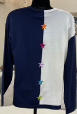 Trisha Tyler Trisha Tyler Navy White Color Block V-Neck L/S Sweater