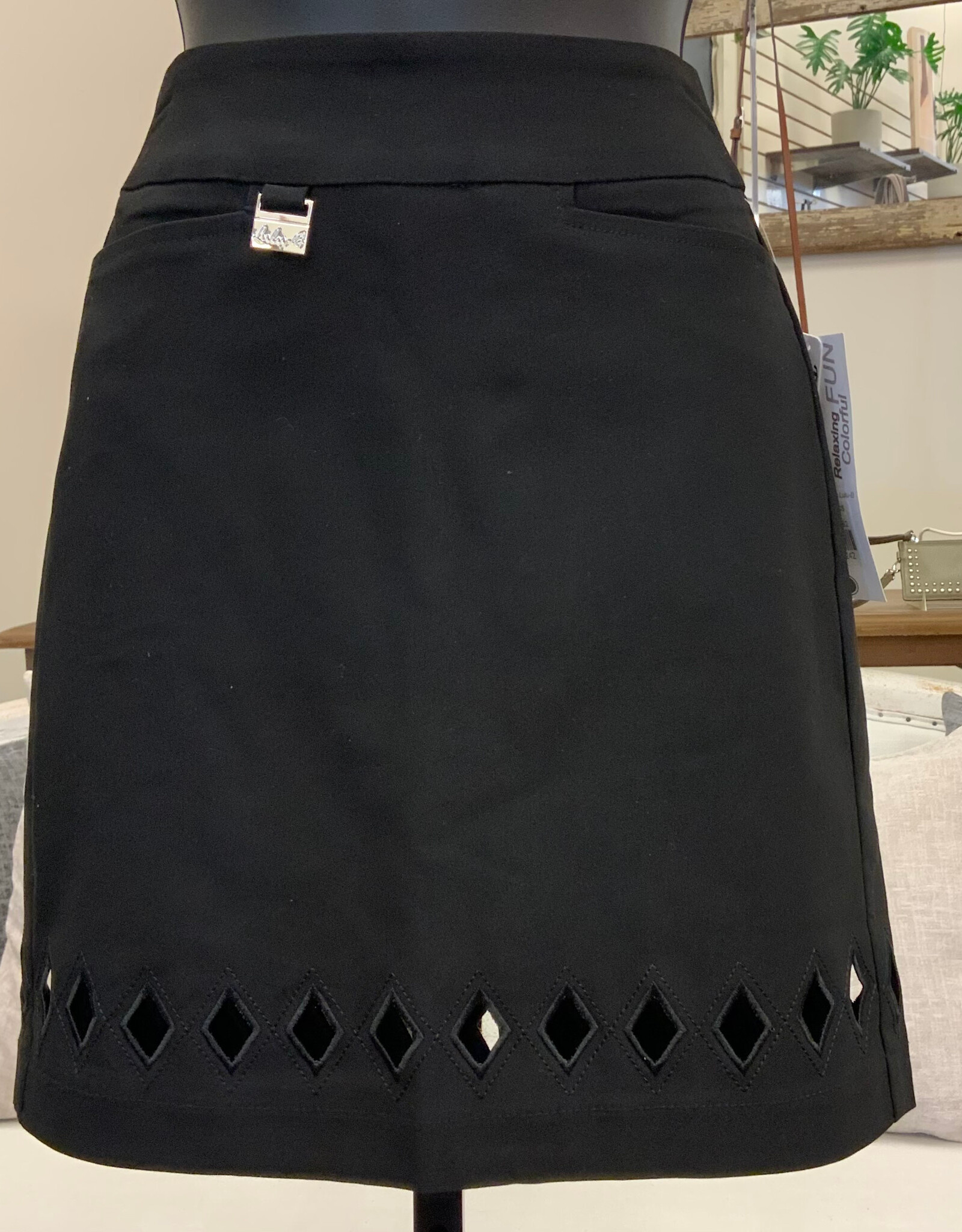 Lulu B  Lulu  B Black Diamond Cut Outs  Pull On Skort