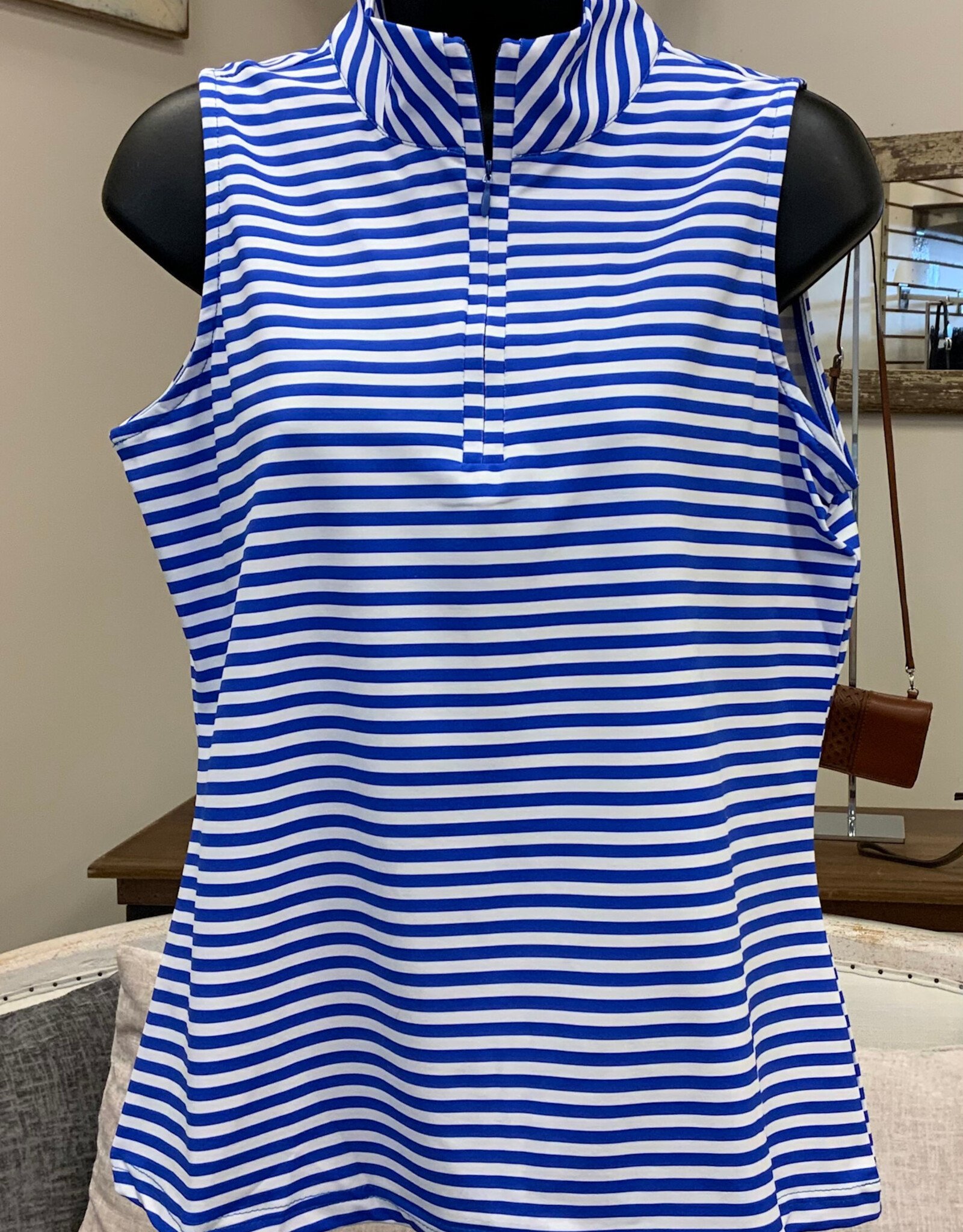Lulu B Lulu B  STBL Stripe Sleeveless Zip Top