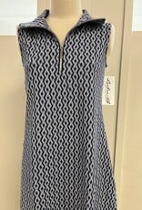 Lulu B Lulu B  RPNW Navy Rope Print  1/4 Zip Sleeveless Dress