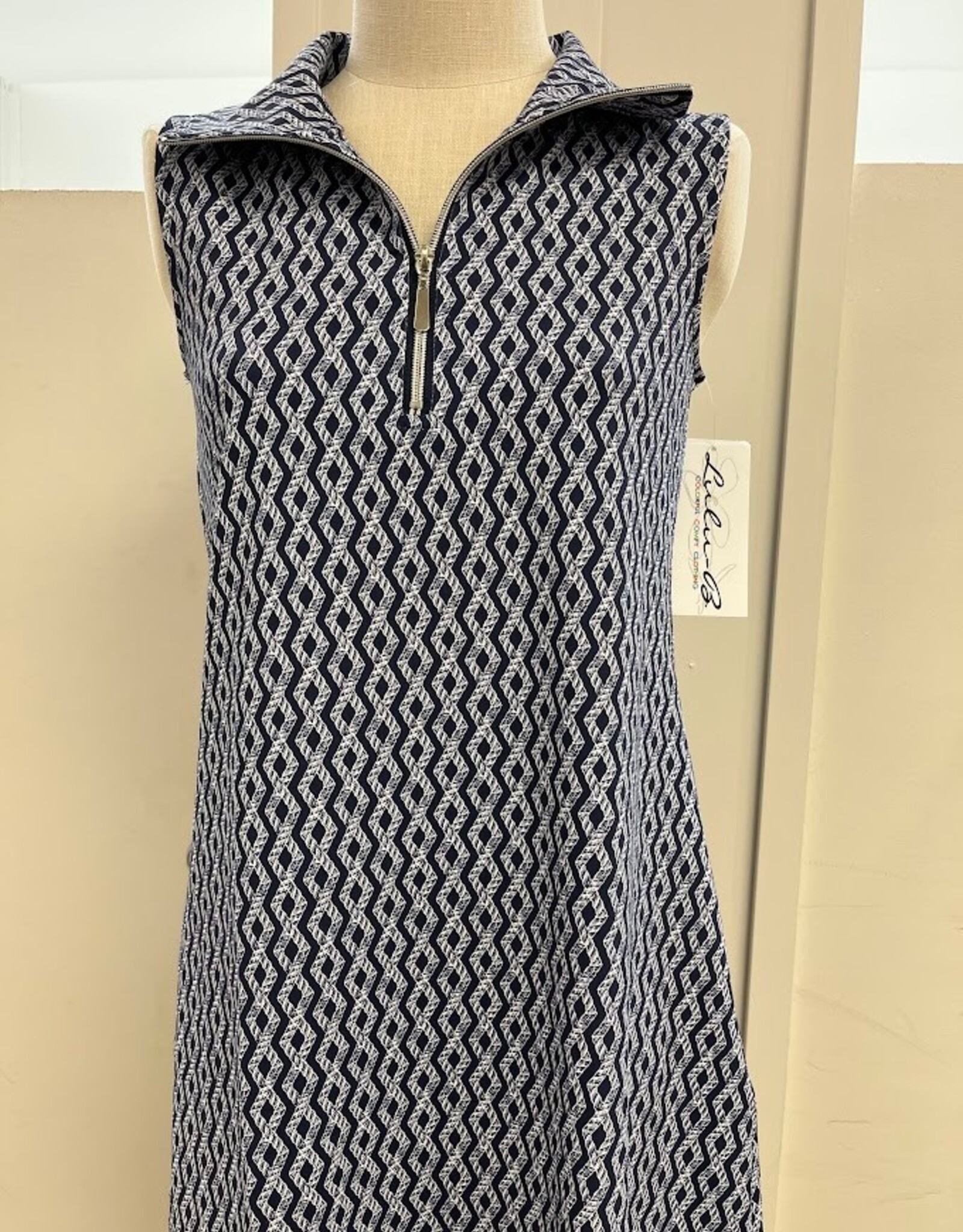 Lulu B Lulu B  RPNW Navy Rope Print  1/4 Zip Sleeveless Dress