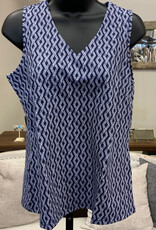 Lulu B Lulu B RPNW Navy/White V-Neck Sleeveless  Top