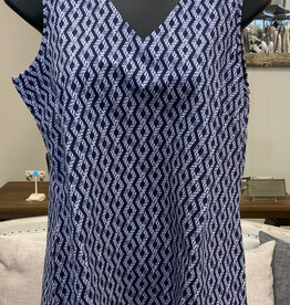 Lulu B Lulu B RPNW Navy/White V-Neck Sleeveless  Top