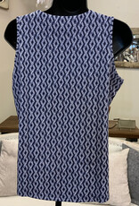 Lulu B Lulu B RPNW Navy/White V-Neck Sleeveless  Top