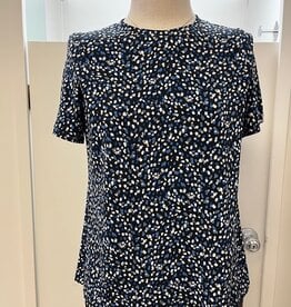 Bali Bali Navy Print Round Neck Short Sleeve Top