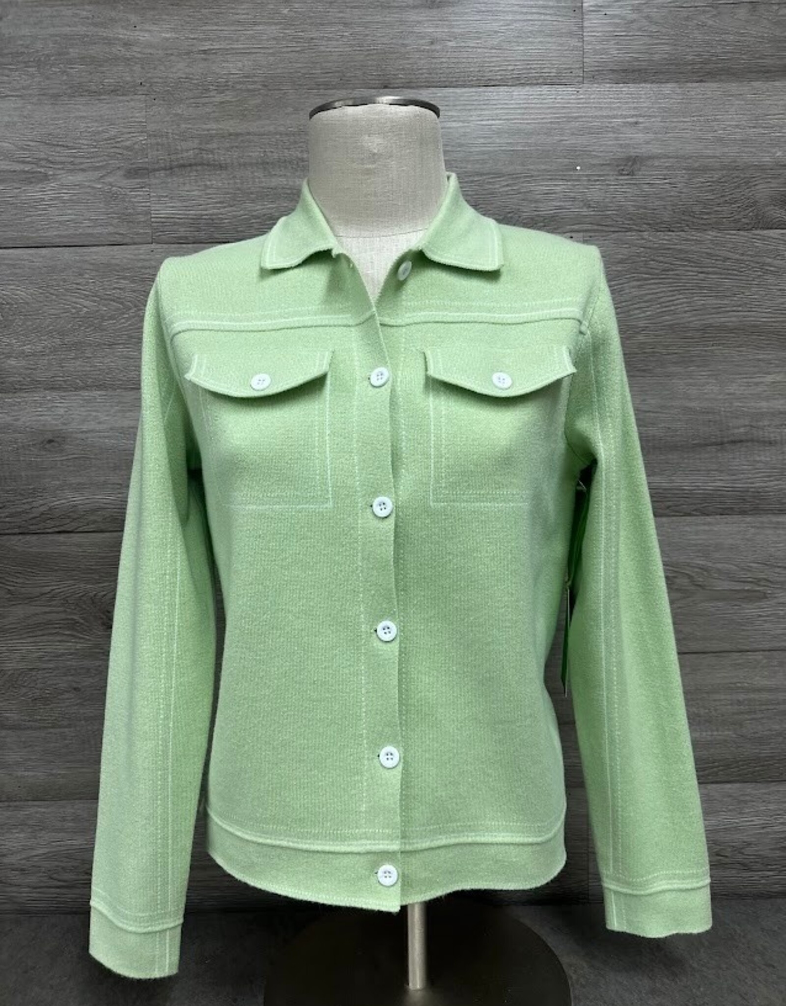 Trisha Tyler Trisha Tyler Lime L/S Button Up Knit Jean  Jacket