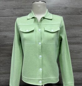 Trisha Tyler Trisha Tyler Lime L/S Button Up Knit Jean  Jacket
