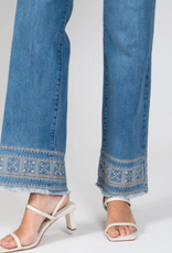GG Jeans GG Jeans Med Blue Wash Straight Leg Embroidered  Hem Detail