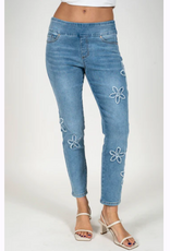 GG Jeans GG Jeans  Med Blue Wash Floral Applique  Ankle Jean