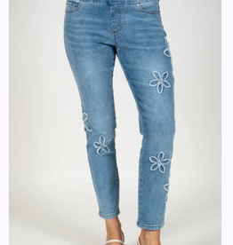 GG Jeans GG Jeans  Med Blue Wash Floral Applique  Ankle Jean