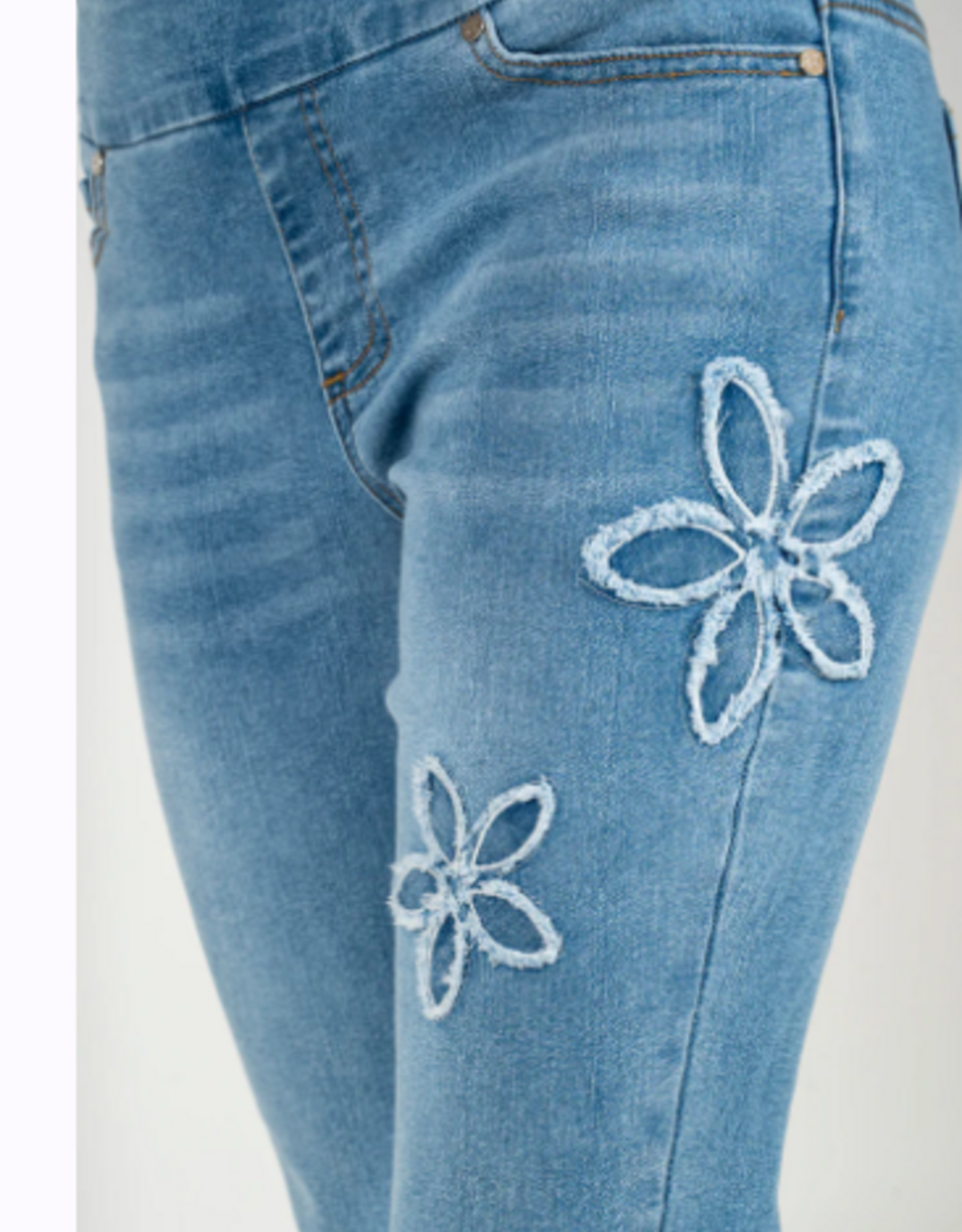 GG Jeans GG Jeans  Med Blue Wash Floral Applique  Ankle Jean