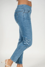 GG Jeans GG Jeans  Med Blue Wash Floral Applique  Ankle Jean