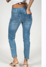 GG Jeans GG Jeans  Med Blue Wash Floral Applique  Ankle Jean