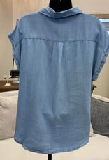 GG Jeans GG  Jeans Chambray Button Up  Short Sleeve Top