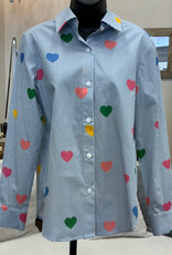 GG Jeans GG  Jeans Heart Print On Stripe Print L/S Button Up