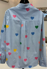 GG Jeans GG  Jeans Heart Print On Stripe Print L/S Button Up