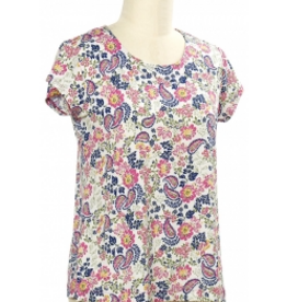 N Touch Southern Lady  Quiet Meadow Print  Round Neck S/S Petite Top
