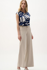 Joseph Ribkoff Joseph Ribkoff 262216 Navy/Vanilla Abstract Keyhole Neck Slvless Top