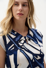 Joseph Ribkoff Joseph Ribkoff 262216 Navy/Vanilla Abstract Keyhole Neck Slvless Top