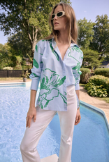 Joseph Ribkoff Joseph Ribkoff 262951 Blue/Vanilla Stripe Green Floral L/S Button Up Top