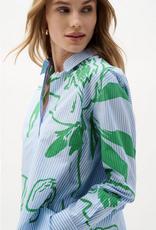 Joseph Ribkoff Joseph Ribkoff 262951 Blue/Vanilla Stripe Green Floral L/S Button Up Top