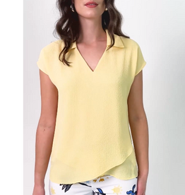 Joseph Ribkoff Joseph Ribkoff Mellow Yellow V-neck Asymmetrical Pullover Top