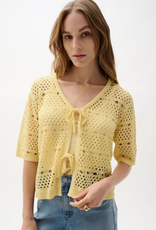 Joseph Ribkoff Joseph Ribkoff 262955 Mellow Yellow Sweater Knit Open-Stitch Cardigan