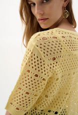 Joseph Ribkoff Joseph Ribkoff 262955 Mellow Yellow Sweater Knit Open-Stitch Cardigan