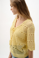 Joseph Ribkoff Joseph Ribkoff 262955 Mellow Yellow Sweater Knit Open-Stitch Cardigan