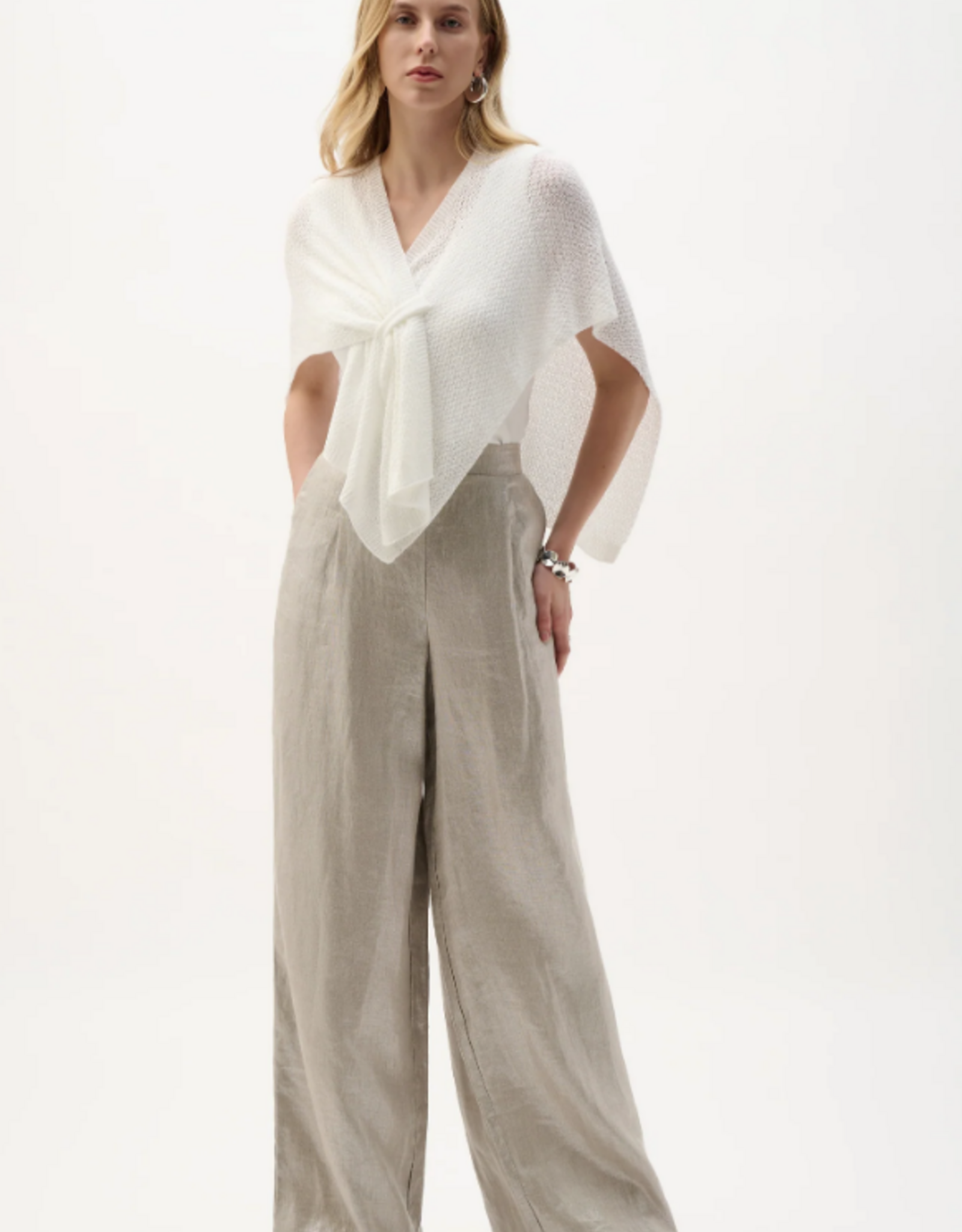 Joseph Ribkoff Joseph Ribkoff 262965 Vanilla Sweater Knit Open-Stitch Cardigan